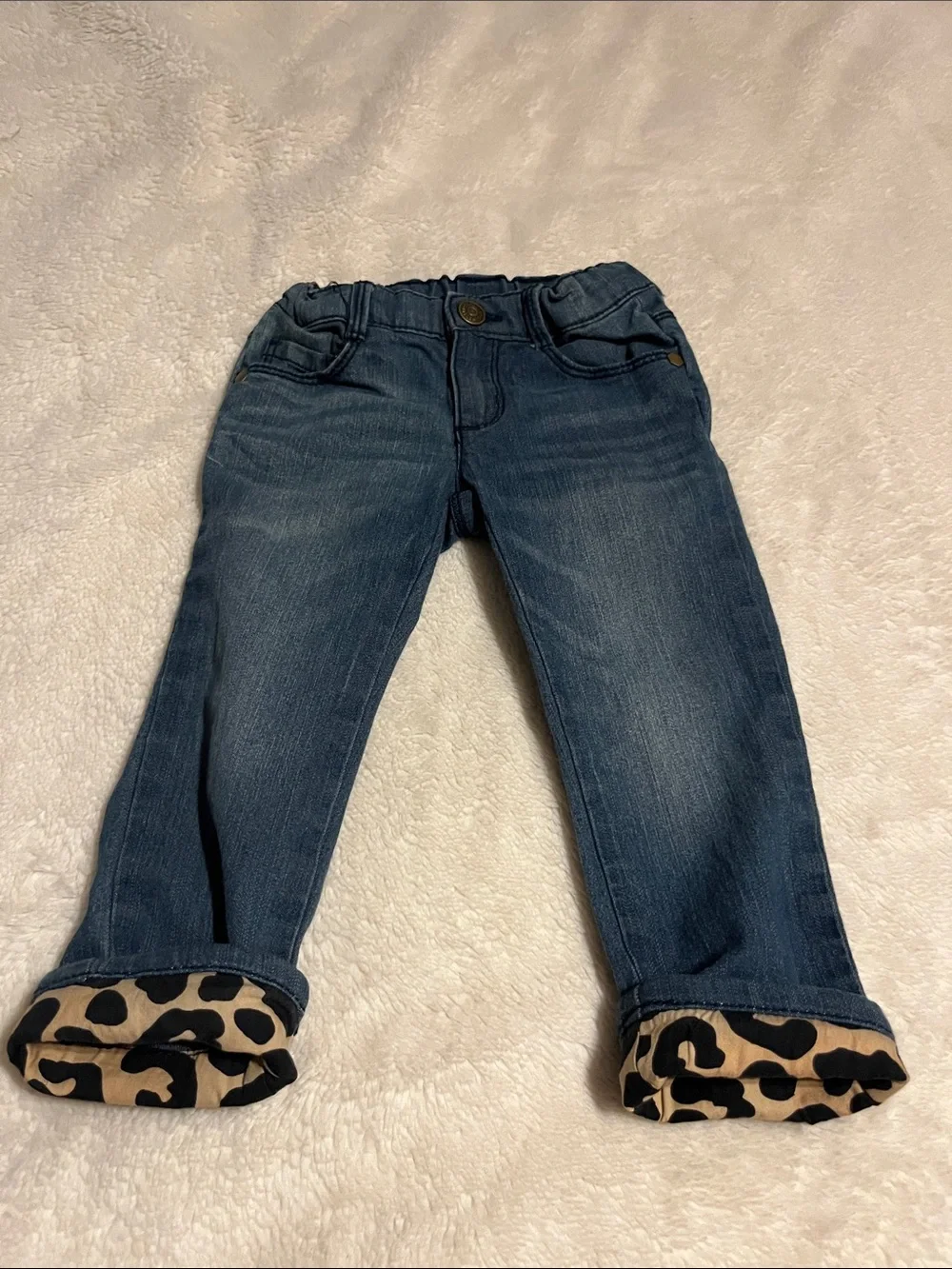 Gymboree Dark Blue Denim Jeans with Leopard Cuff